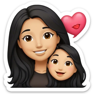 Tan lady with black long hair cute kisses smiles and cute outfit sticker