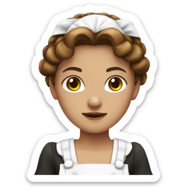 Maid costume emoji girl brown hair  sticker