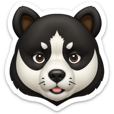 Black, wide, Akita dog head, bear like, with pointy ears  sticker