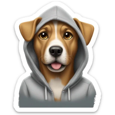 Dog wearing a hoodie sticker