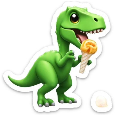 Green chibi dino eating a tootsie pop sticker