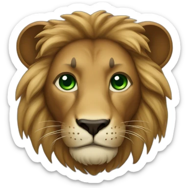 brown lion with a black  mane and green eyes sticker