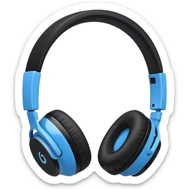 Black and blue and white headphones as seen from a side view profile wireless sticker