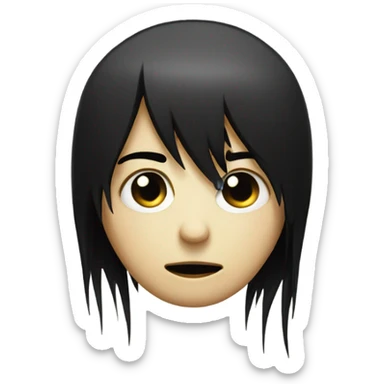 emo face with a black side fringe sticker