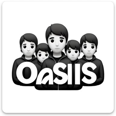 the original Oasis band logo, bold sans-serif lowercase letters, black and white, white background sticker