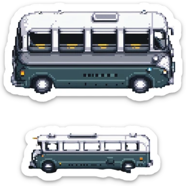 vintage greyhound coach bus from 1950s, pixel art style sticker