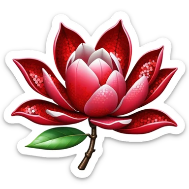 Red sequined magnolia  sticker
