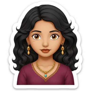 Indian fat girl south Indian wavy medium black hair tan darker skin sticker