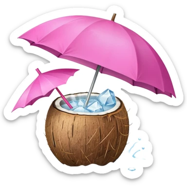 coconut drink with pink umbrella sticker