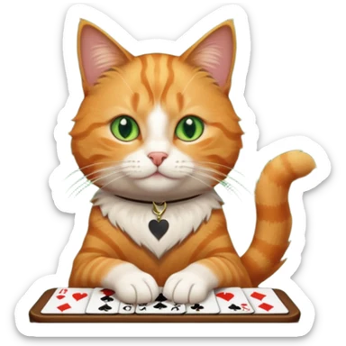 orange cat gambling sticker