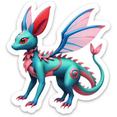 Salandit-Flygon-Sylveon-Umbreon-fusion-Pokémon-hybrid-creature  sticker
