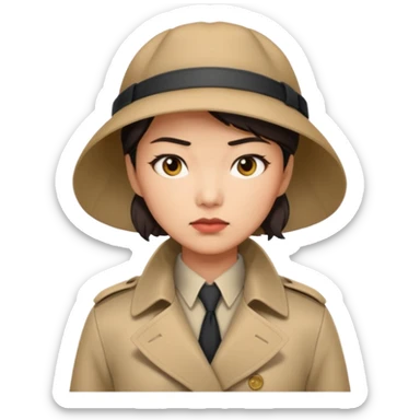 female detective, asian sticker