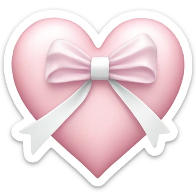 Pastel pink heart with white bow sticker