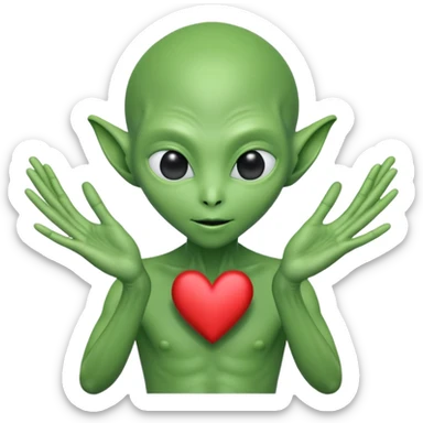 Alien from the movie Alien making heart sign with hands sticker