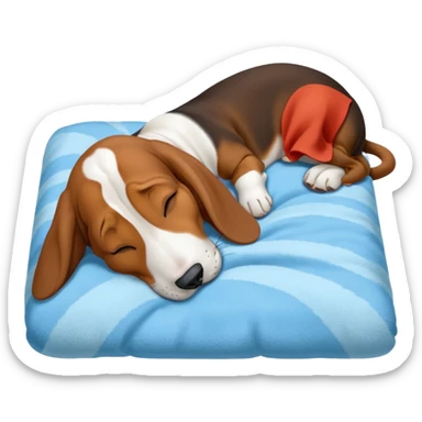 A basset hound sleeping on a blanket sticker