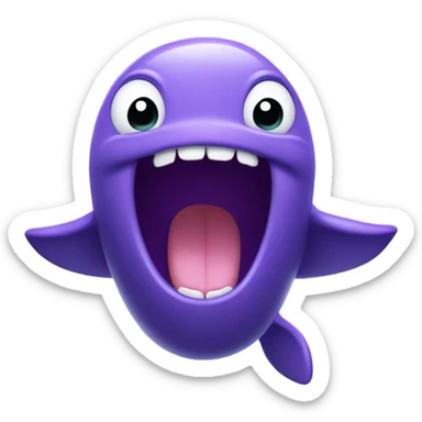 purple whale front with open mouth sticker