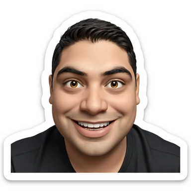 smiling boy in black shirt sticker