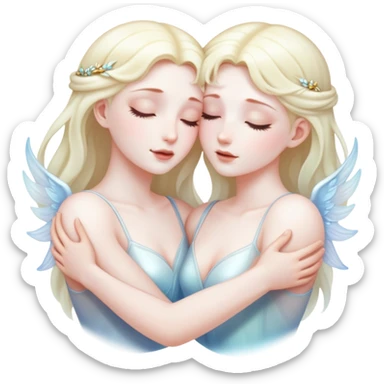 two ethereal souls embracing each other sticker