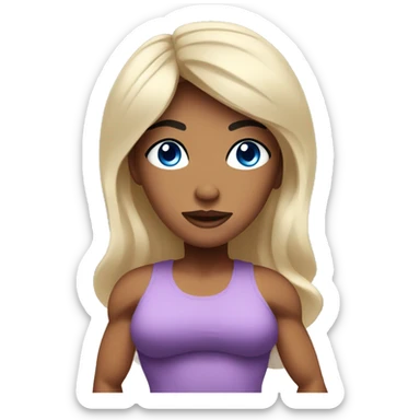 Muscle mommy with blue eyes and black hair sticker