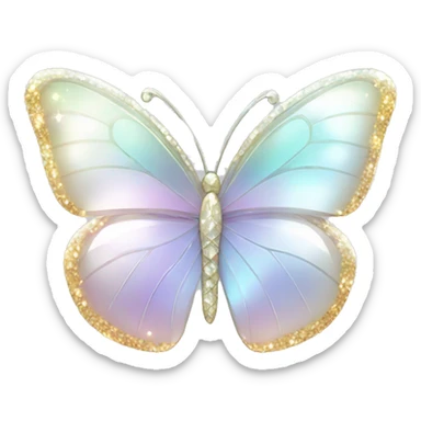 Sparkly glossy Pastel white iridescent glass crystal butterfly sticker