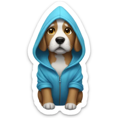 dog wearing a hoodie in the snow sticker