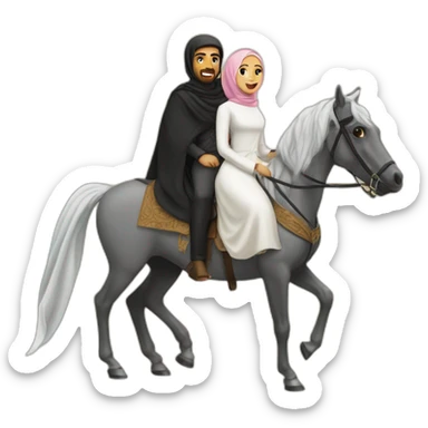 Hijabi women on a horse and saudi men on a horse sticker