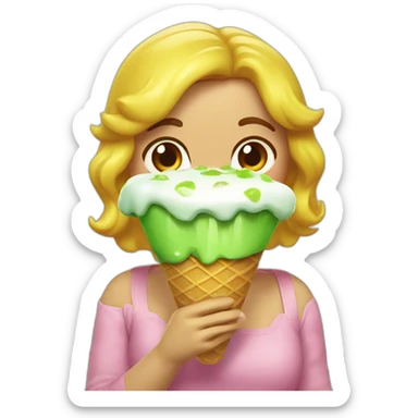 chica pelo verde comiendo helado  sticker