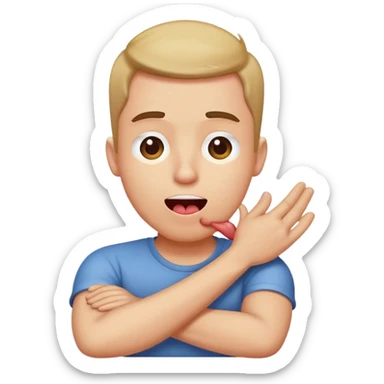 Personen with arms crossed holding his neck sticking his tounge out sticker