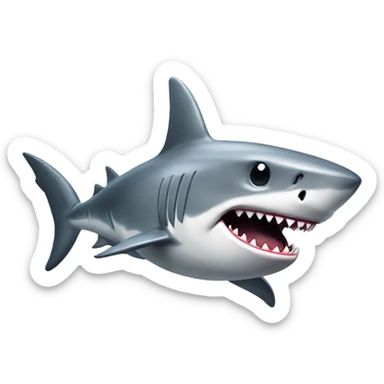 A large, toothy shark with a menacing expression, its body a metallic gray color. sticker