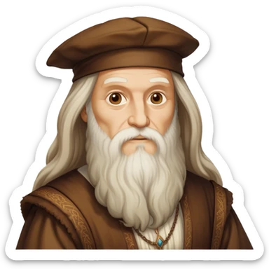 Leonardo da Vinci with long beard and Renaissance clothing sticker