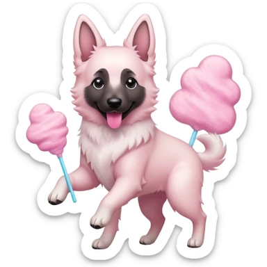 White belgian Shepard Dancing on Cotton candy  sticker