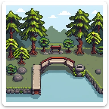 japanese garden background with cherry blossoms for ninja game sticker