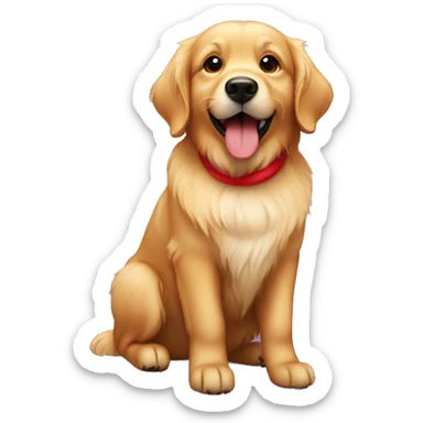Golden retriever with a Santa hat  sticker