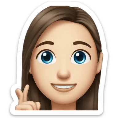 Happy and Cute brunette couple long hair, both have blue-eyed  sticker