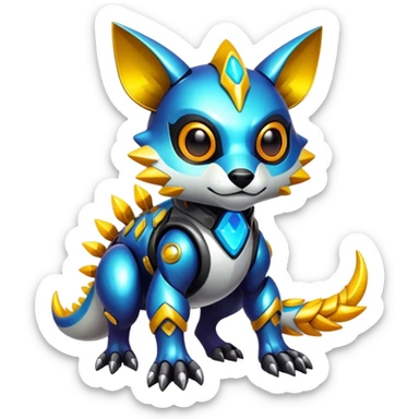 Shiny Epic Edgy Cute Colorful Vibrant Modern Vernid-Protogen-creature-animal, full body sticker