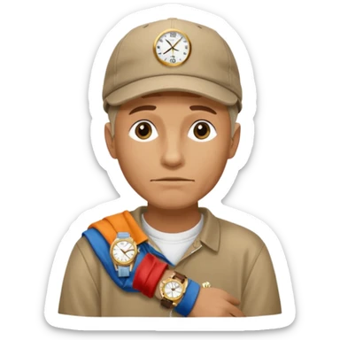 Poor homelass man with a rolex and a coinbase support shirt and cap sticker