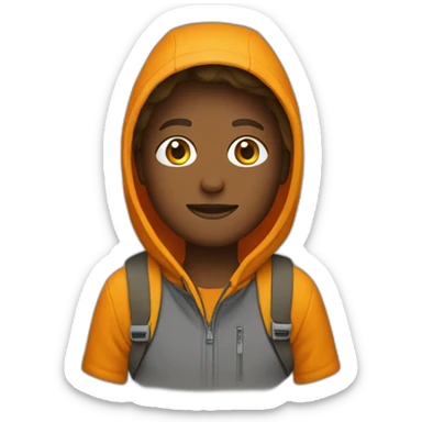 Yellow Hiker wear a orange hoodie sticker