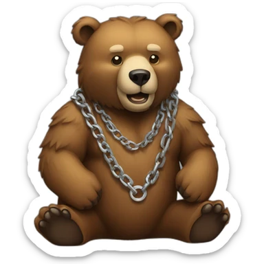 bear wearing a chain 3/4 view sticker