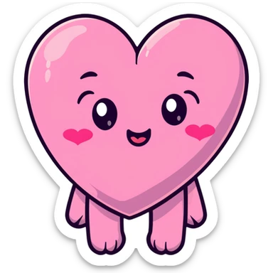 An adorable pink heart character with eyes and a smiling mouth, where the top heart lobes are plump and shaped like butt cheeks sticker