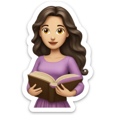 Brunette princess with book sticker