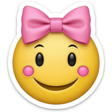 A smiley face with a small pink bow sticker