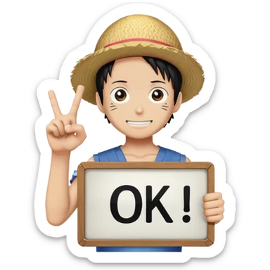 niji from one piece holding ok sign board sticker
