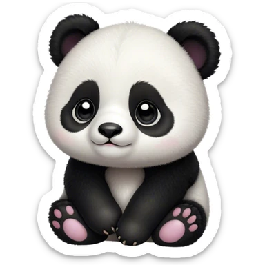 Cinematic Noble Baby Panda Portrait Emoji, Poised and regal, with a tiny, adorable build and a soft, fuzzy Fur of black and white, deep-set soulful gentle eyes, Simplified yet sharp and sophisticated features, highly detailed, glowing with a soft, dignified glow, high shine, intelligent and endearing, stylized with an air of miniature majesty, focused and attentive, soft glowing outline, capturing the essence of a watchful and confident little panda, so majestic it feels as though it could toddle out of the screen with effortless authority! sticker