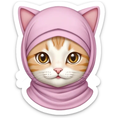 Cute cat wearing hijab and cute cat moslem cap sticker
