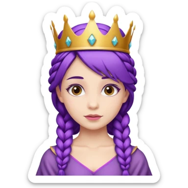 Princesses with Purple Hair with Long Purple Braid sticker
