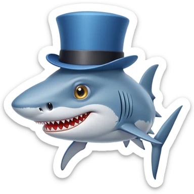 Shark with a blue top hat and a monocle ￼ sticker