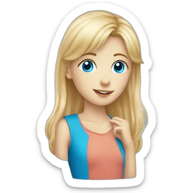 Kiss of two people, blond hair girl with blue eyes and blond hair boy with blue eyes  sticker