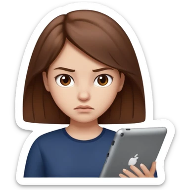 Brown haired fat girl on a iPad mean and really fat sticker