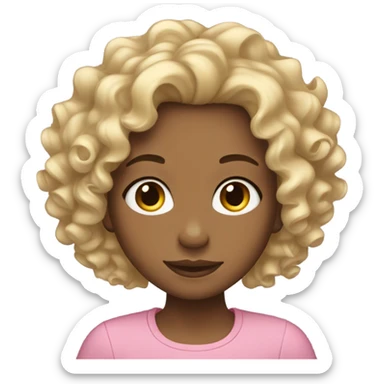 Girl curly hair that goes from brown roots to blonde tips sticker