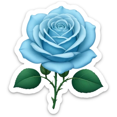 create a light blue rose flower with a stem sticker